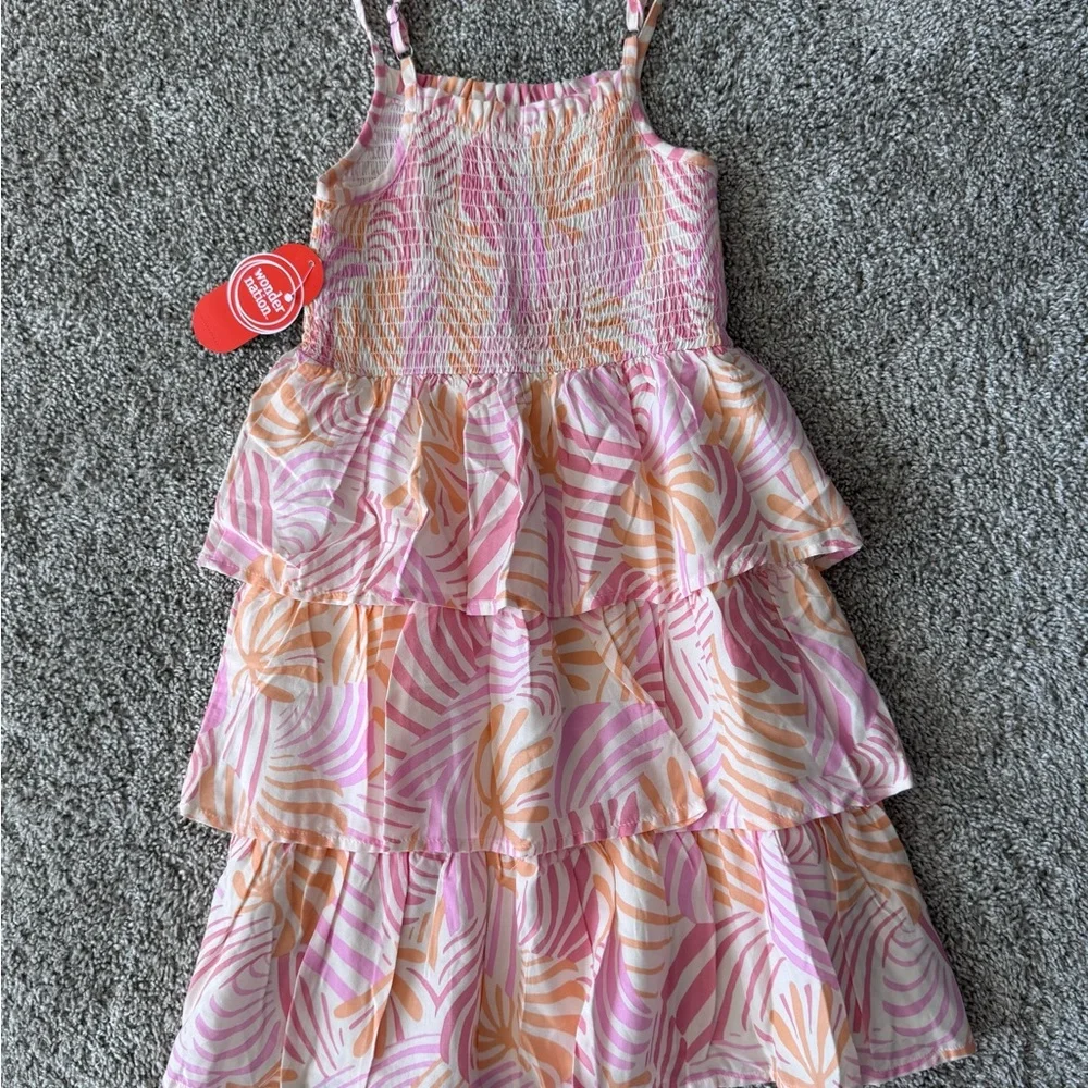Girls Tiered Dress Smocked Summer Dress Ruffle Sleeveless Dress Size Small 6x - Picture 8 of 8